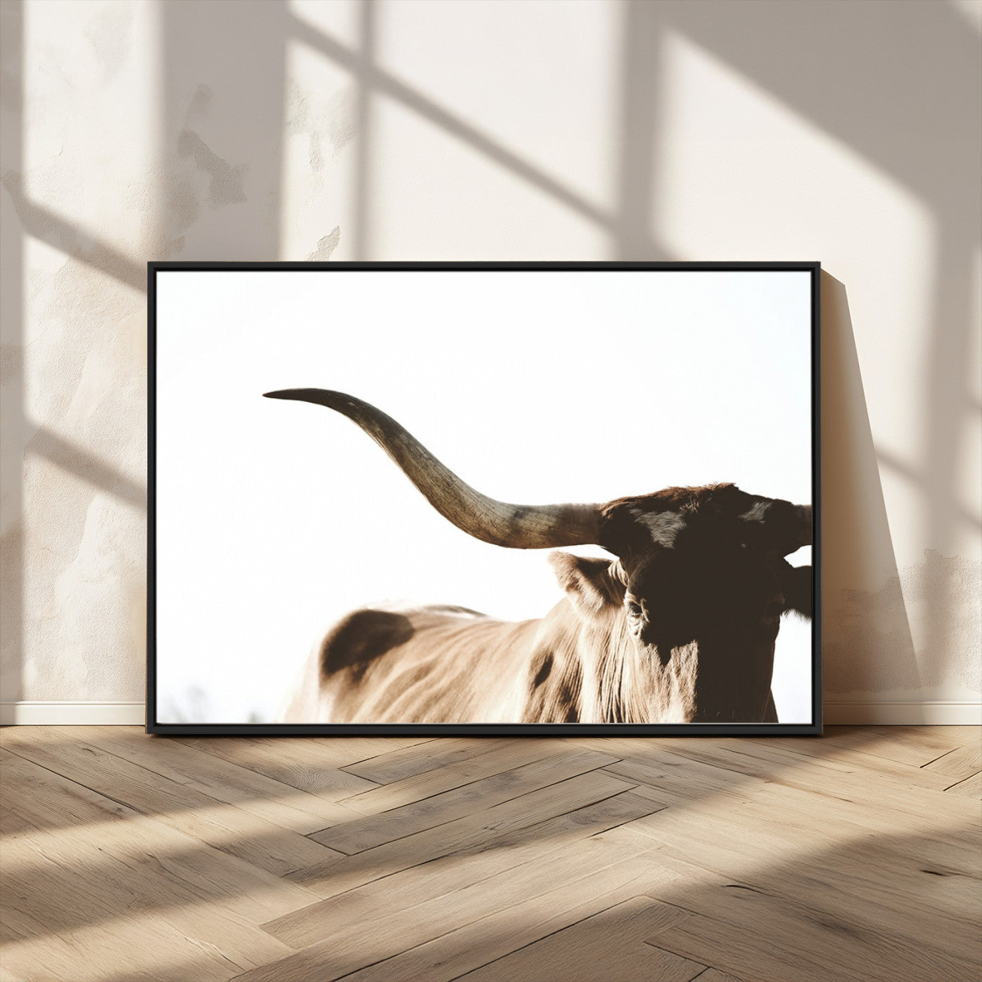 35866-MGV-CV-36X24-Texas Longhorn Wall Art – Rustic Western Bull Canvas Print, Farmhouse Animal Photography Decor for Living Room, Office, or Ranch