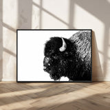 68780-MGV-CV-36X24-Bison Close-Up Wall Art – Black and White Buffalo Canvas Print, Rustic Wildlife Photography Decor for Living Room, Office, or