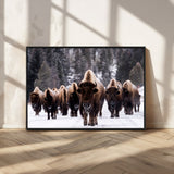 66871-MGV-CV-36X24-Bison Herd Wall Art – Wildlife Buffalo Canvas Print, Rustic Western Nature Photography Decor for Living Room, Office, Cabin, or
