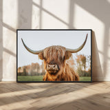 64824-MGV-CV-36X24-Highland Cow Wall Art – Rustic Scottish Bull Canvas Print, Farmhouse Animal Decor for Living Room, Bedroom, Office or Cabin
