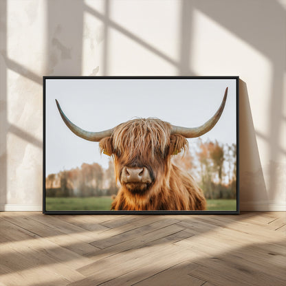 64824-MGV-CV-36X24-Highland Cow Wall Art – Rustic Scottish Bull Canvas Print, Farmhouse Animal Decor for Living Room, Bedroom, Office or Cabin