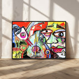 37796-MGV-CV-36X24-Picasso Style Wall Art Canvas Print, Framed Picasso Art Picture Print, Picasso Cubism Perfect Modern Abstract Decor Artwork