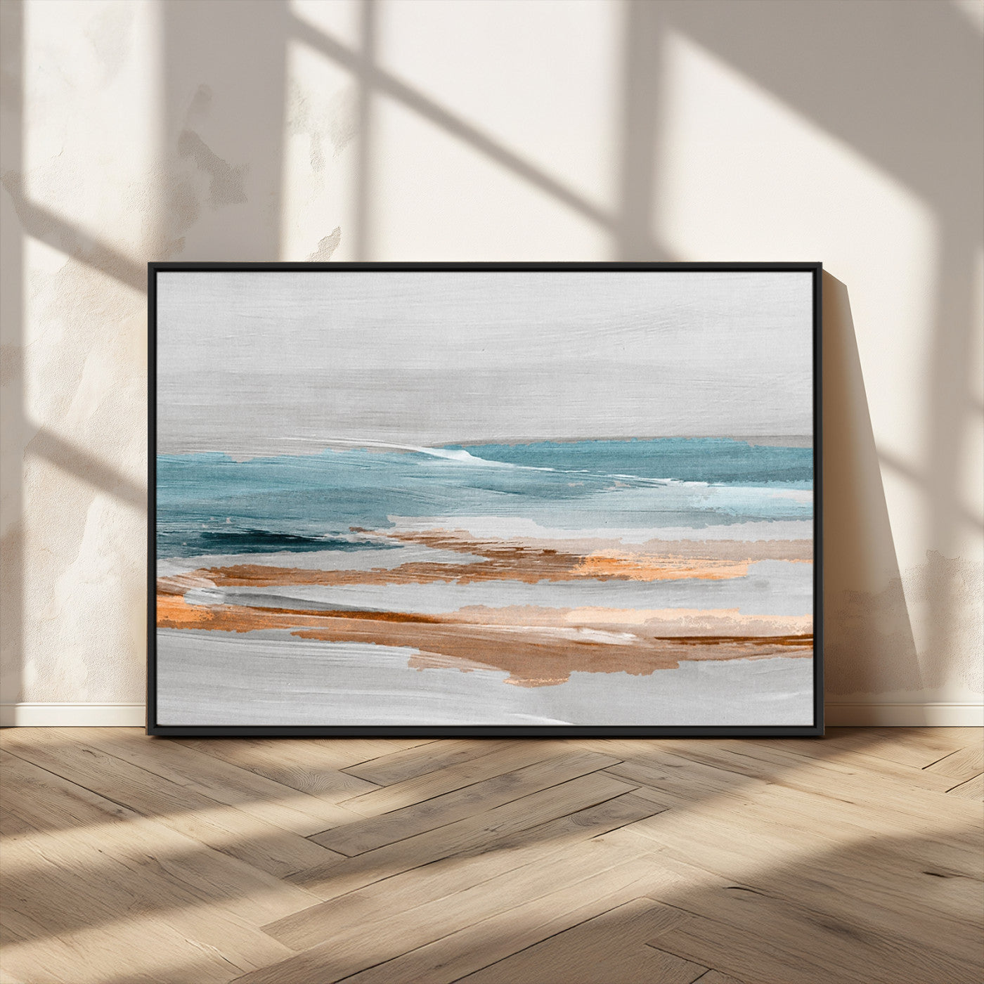 23430-MGV-CV-36X24-Abstract Coastal Wall Art – Modern Ocean Horizon Canvas Print, Minimalist Beach Scene Painting for Bedroom, Living Room, Office or