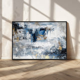 59716-MGV-FC-36X24_Black-Abstract Blue and Gold Wall Art – Modern Textured Canvas Print, Contemporary Painting for Living Room, Bedroom, or Office Decor