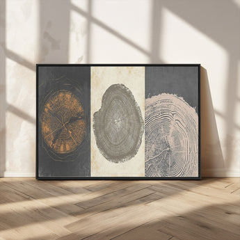 80725-MGV-FC-36X24_Black-Wood Tree Rings Wall Art Canvas Print, Framed Tree Rings Art Picture Print, Abstract Tree Rings Perfect Modern Boho Decor Artwork