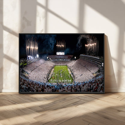 11391-MGV-CV-36X24-Penn State Stadium Wall Art – Panoramic White Out Football Game Canvas Print, College Sports Decor for Office, Man Cave, or Living