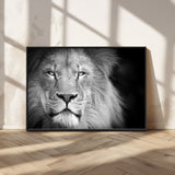 94453-MGV-CV-36X24-Lion Portrait Wall Art – Black and White King of the Jungle Canvas Print, Safari Wildlife Decor for Office, Bedroom, or Living