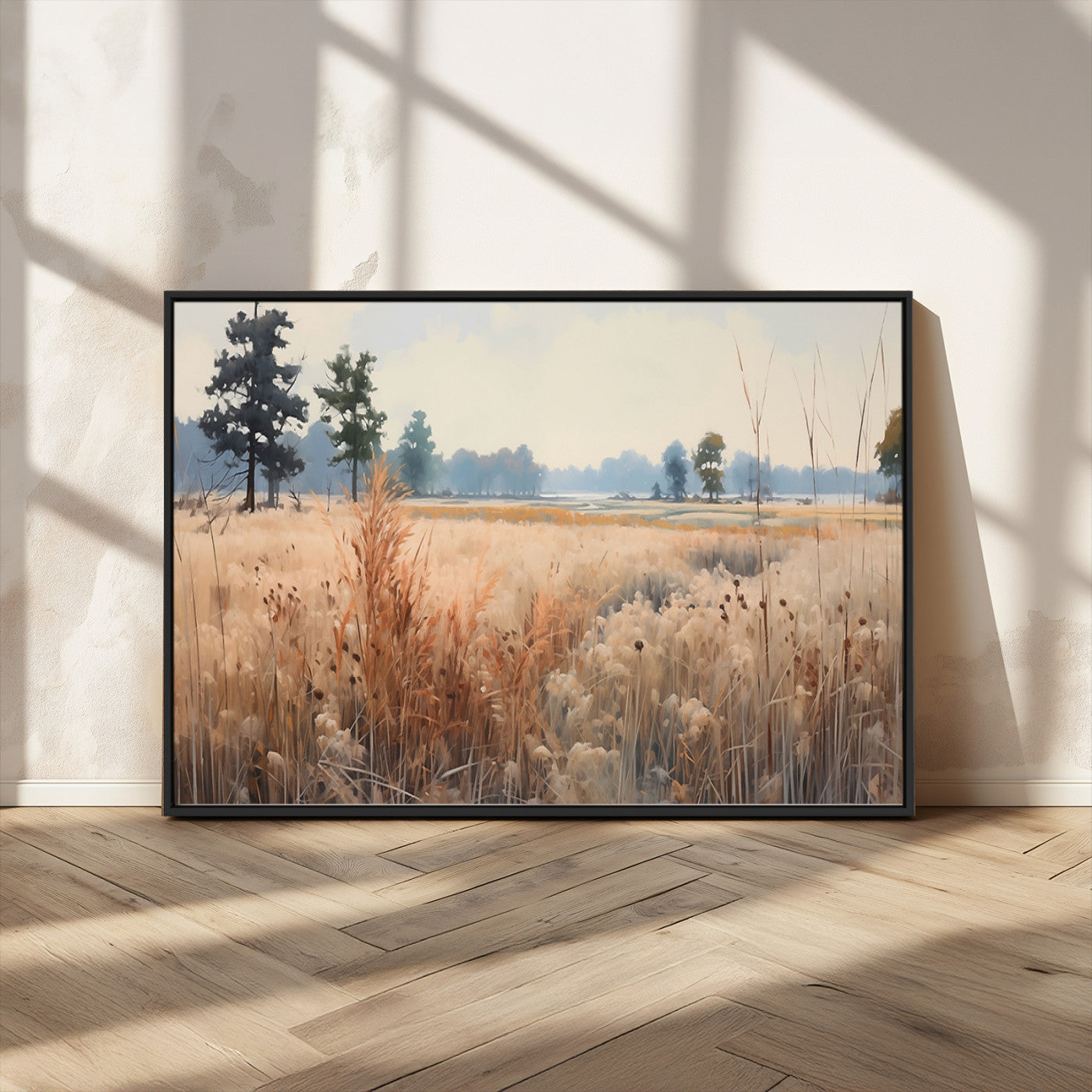 98822-MGV-FC-36X24_Black-Autumn Meadow Wall Art – Tranquil Grassland Landscape Canvas Print, Rustic Country Decor for Living Room, Bedroom or Farmhouse