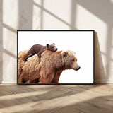 76943-MGV-FC-36X24_Black-Mom Bear Wall Art Canvas Print, Framed Bear Photography Art Picture Print, Rustic Bear and Cub Perfect Rustic Farmhouse Decor