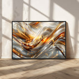 Lines1-MGV-FC-36X24_Black-Abstract Metallic Wall Art – Silver and Gold Wave Canvas Print with Sparkling Accents, Modern Luxury Decor for Living Room, Office