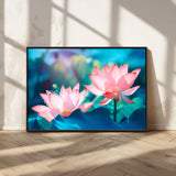 32559-MGV-CV-36X24-Lotus Flower Wall Art – Pink Water Lily Canvas Print, Tranquil Nature Decor for Living Room, Bedroom or Meditation Space