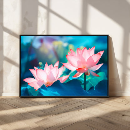 32559-MGV-CV-36X24-Lotus Flower Wall Art – Pink Water Lily Canvas Print, Tranquil Nature Decor for Living Room, Bedroom or Meditation Space
