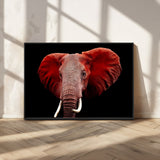 14788-MGV-FC-36X24_Black-Red Elephant Wall Art – Bold Wildlife Canvas Print, African Safari Animal Decor for Living Room, Bedroom or Office