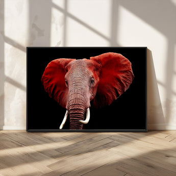 14788-MGV-FC-36X24_Black-Red Elephant Wall Art – Bold Wildlife Canvas Print, African Safari Animal Decor for Living Room, Bedroom or Office