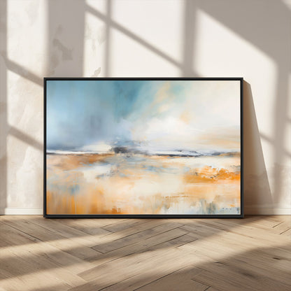 92764-MGV-CV-36X24-Abstract Landscape Wall Art – Modern Blue and Orange Canvas Print, Large Minimalist Painting for Living Room, Bedroom, Office or