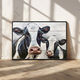 28934-MGV-CV-36X24-Farmhouse Cow Wall Art – Rustic Black and White Dairy Cattle Canvas Print, Country Barn Animal Painting for Kitchen, Living Room