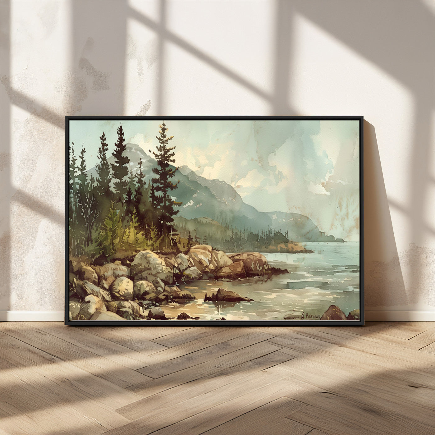 24809-MGV-CV-36X24-Vintage Spring Wall Art Canvas Print, Framed Forest Landscape Art Picture Print, Acadia National Park Perfect Vintage Farmhouse