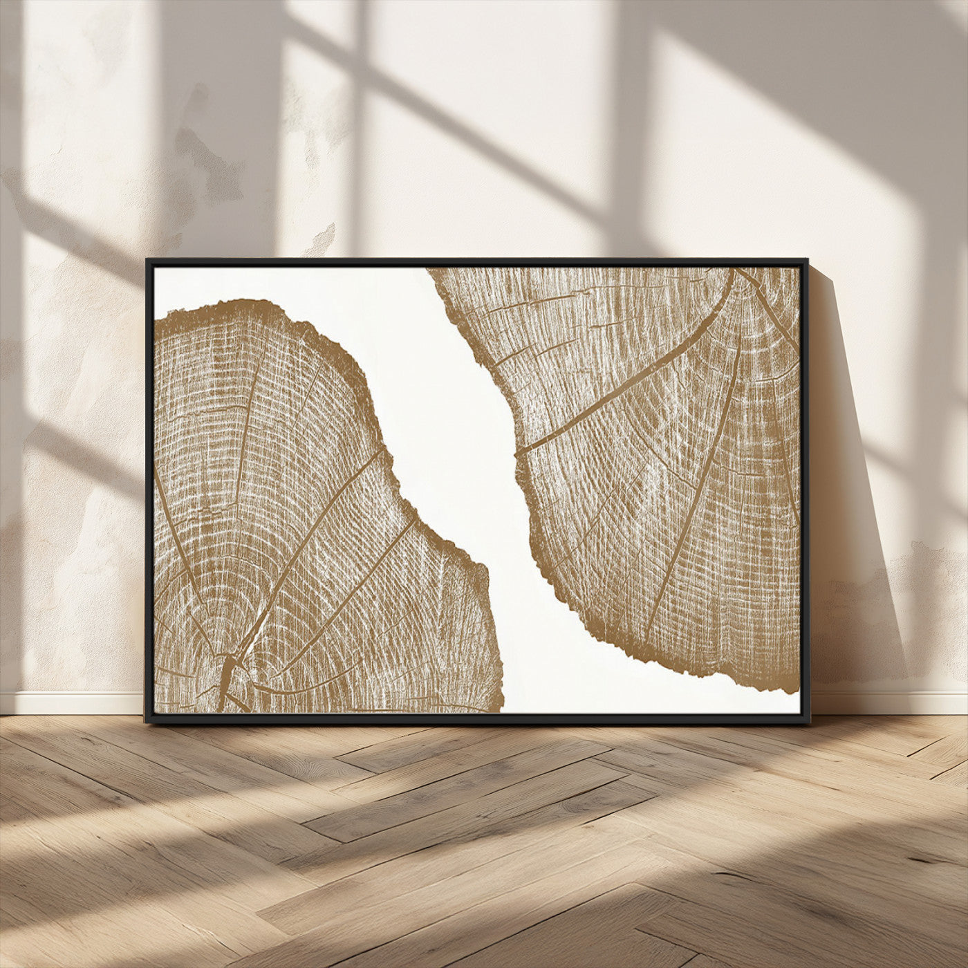 99692-MGV-CV-36X24-Tree Ring Linocut Wall Art Canvas Print, Framed Wood Cut Art Picture Print, Tree Rings Perfect Minimalist Rustic Decor Artwork
