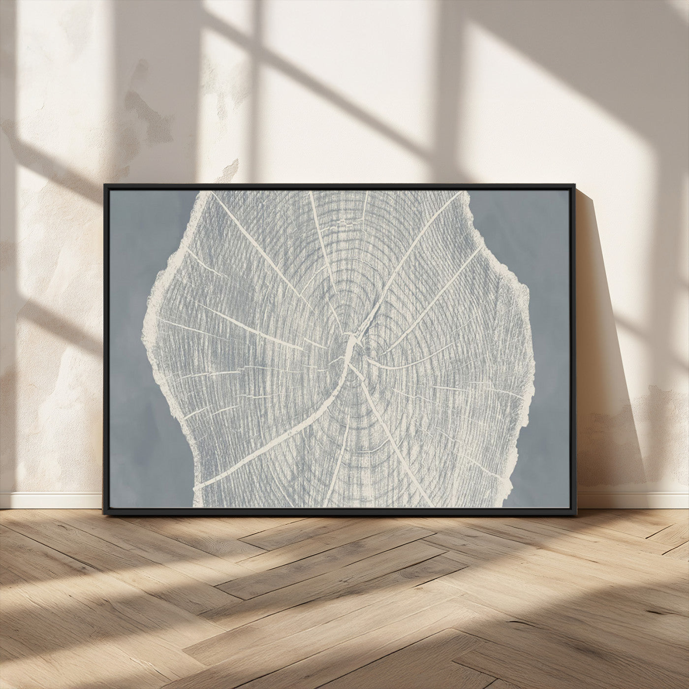 25547-MGV-CV-36X24-Tree Ring Wall Art Canvas Print, Framed Linocut Tree Ring Art Picture Print, Wood Texture Perfect Minimalist Farmhouse Decor