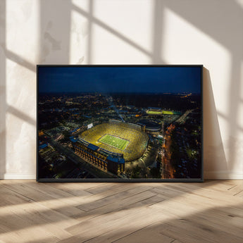 33588-MGV-CV-36X24-Football Stadium Wall Art – Aerial Night Game Canvas Print Packed Field City Lights, Sports Photography Decor for Game Room, Man