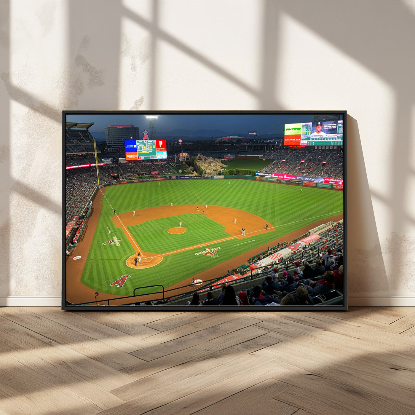 93707-MGV-CV-36X24-Los Angeles Stadium Wall Art Canvas Print, Framed Angel Stadium Field Art Picture Print, Anaheim Stadium Perfect Sports Room Decor