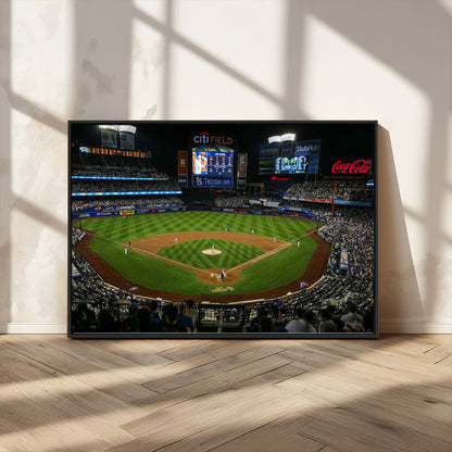 25148-MGV-CV-36X24-Baseball Stadium Wall Art – Canvas Print Night Game Packed Crowd Bright Lights Sports Photography, Dynamic Decor for Game Room,