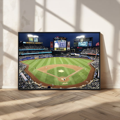 87666-MGV-CV-36X24-City Field Stadium Wall Art Canvas Print, Framed New York Stadium Art Picture Print, Citi Field Stadium Perfect Sport Room Decor