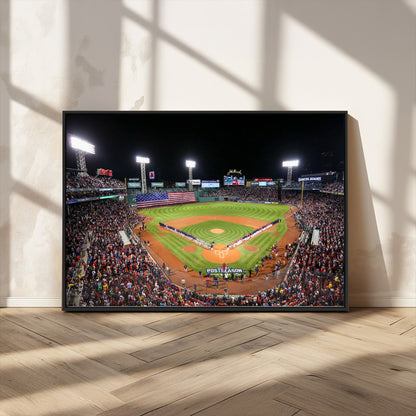47365-MGV-CV-36X24-Fenway Park Stadium Wall Art Canvas Print, Framed Boston Baseball Stadium Art Picture Print, MLB Stadium Field Perfect Sport Room