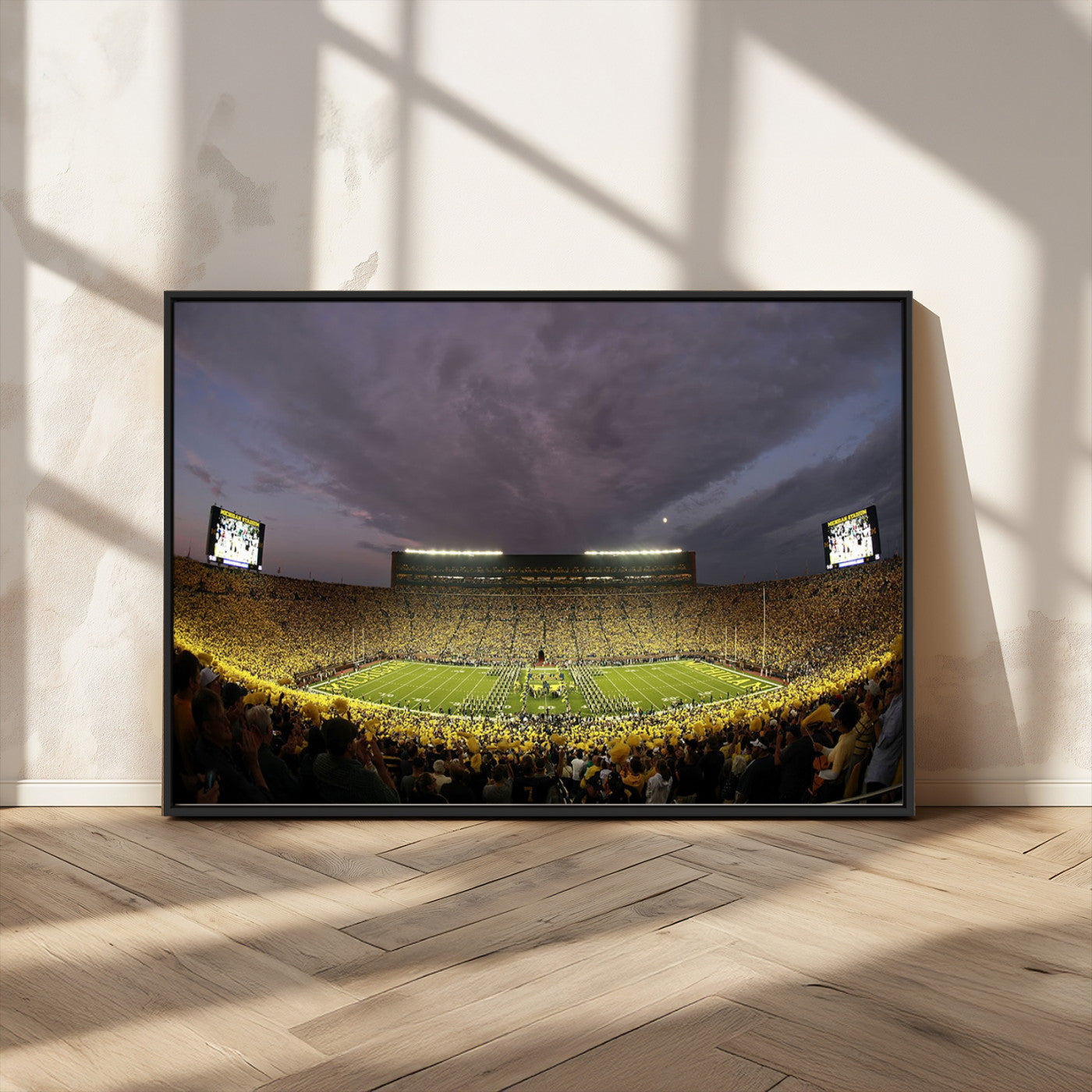 72404-MGV-CV-36X24-Michigan Wolverine Stadium Wall Art Canvas Print, Framed Michigan Stadium Art Picture Print, Football Stadium Perfect Sport Room