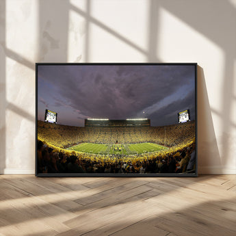 72404-MGV-CV-36X24-Michigan Wolverine Stadium Wall Art Canvas Print, Framed Michigan Stadium Art Picture Print, Football Stadium Perfect Sport Room