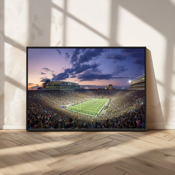 50825-MGV-CV-36X24-Notre Dame Stadium Wall Art Canvas Print, Framed Indiana Stadium Art Picture Print, Football Stadium Perfect Sports Room Decor
