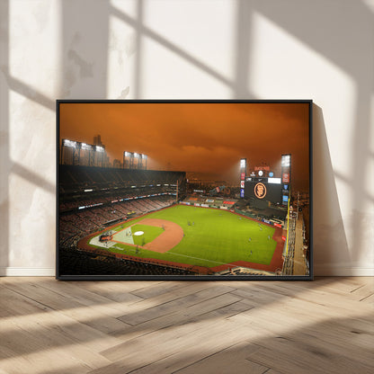31315-MGV-CV-36X24-Oracle Park Stadium Wall Art Canvas Print, Framed California Stadium Art Picture Print, Oracle Park Field Perfect Sport Room Decor