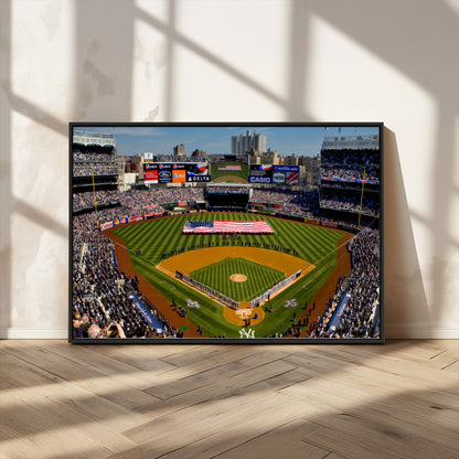 20879-MGV-CV-36X24-Yankee Stadium Wall Art Canvas Print, Framed New York Stadium Art Picture Print, Yankee Field Perfect Sport Room Decor Artwork