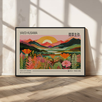 17753-MGV-FC-36X24_Black-Floral Sunset Landscape Wall Art – Panoramic Nature Canvas Print, Vibrant Botanical Artwork for Living Room, Bedroom, Office, or