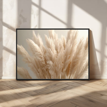 50300-MGV-CV-36X24-Pampas Grass Wall Art Canvas Print, Framed Minimalist Pampas Grass Art Picture Print, Beige Pampas Grass Perfect Minimalist Boho
