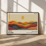 88180-MGV-CV-36X24-Yayoi Kusama Landscape Wall Art – Abstract Dotted Mountain Canvas Print, Retro Sun Poster for Modern Living Room, Office or