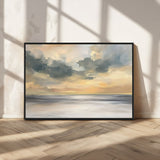 45544-MGV-FC-36X24_Black-Ocean Sunset Wall Art – Serene Seascape Canvas Print with Golden Sky and Calm Water, Coastal Beach Artwork for Living Room,