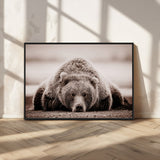 20611-MGV-CV-36X24-Grizzly Bear Wall Art – Majestic Wildlife Sepia Canvas Print, Rustic Nature Animal Artwork for Cabin, Lodge, Living Room, Bedroom,