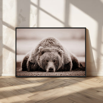 20611-MGV-CV-36X24-Grizzly Bear Wall Art – Majestic Wildlife Sepia Canvas Print, Rustic Nature Animal Artwork for Cabin, Lodge, Living Room, Bedroom,