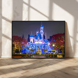 66710-MGV-FC-36X24_Black-Enchanted Castle Wall Art – Magical Night Scene Canvas Print with Glowing Lights, Fantasy Architecture Artwork for Living Room,