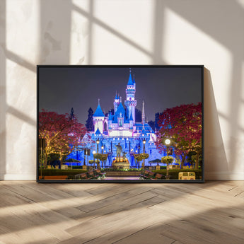 66710-MGV-FC-36X24_Black-Enchanted Castle Wall Art – Magical Night Scene Canvas Print with Glowing Lights, Fantasy Architecture Artwork for Living Room,