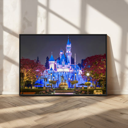 66710-MGV-FC-36X24_Black-Enchanted Castle Wall Art – Magical Night Scene Canvas Print with Glowing Lights, Fantasy Architecture Artwork for Living Room,