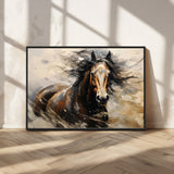 53001-MGV-CV-36X24-Wild Horse Wall Art – Majestic Stallion Canvas Print with Flowing Mane, Rustic Western Style Painting for Living Room, Office or