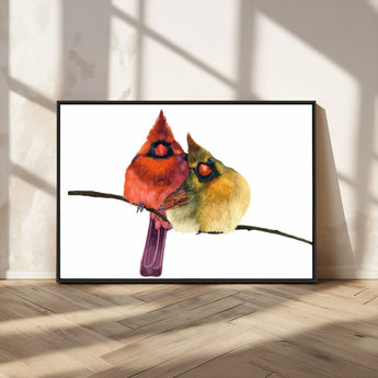 67752-MGV-FC-36X24_Black-Cardinal Couple Wall Art – Male and Female Cardinal Canvas Print, Romantic Bird Artwork for Nature Lovers, Living Room, Bedroom,