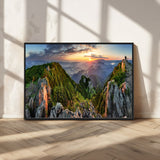 51582565-MGV-CV-36X24-Mountain Sunrise Panorama Wall Art – Scenic Landscape Canvas Print, Hiking Adventure Nature Photography, Large Mountain Range Wall