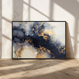 41136487-MGV-FC-36X24_Black-Black Marble Wall Art Canvas Print, Framed Gold Veins Art Picture Print, Abstract Texture Perfect Moody Luxe Decor Artwork