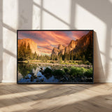 31199457-MGV-CV-36X24-Yosemite Valley Wall Art Canvas Print, Framed El Capitan Art Picture Print, Sunset Sky Perfect Vibrant Western Decor Artwork