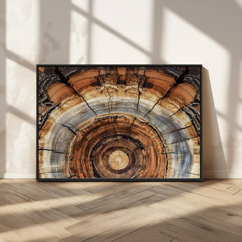 15184146-MGV-CV-36X24-Tree Rings Wall Art Canvas Print, Framed Wood Texture Art Picture Print, Rustic Pattern Perfect Rustic Organic Decor Artwork