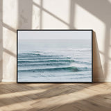 73969318-MGV-CV-36X24-Ocean Waves Wall Art Canvas Print, Framed Surfer Lineup Art Picture Print, Crowded Ocean Perfect Minimal Coastal Decor Artwork