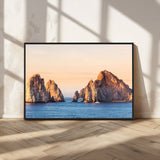 72996116-MGV-CV-36X24-El Arco Wall Art Canvas Print, Framed Cabo Rocks Art Picture Print, Ocean Arch Perfect Golden Coastal Landmark Decor Artwork